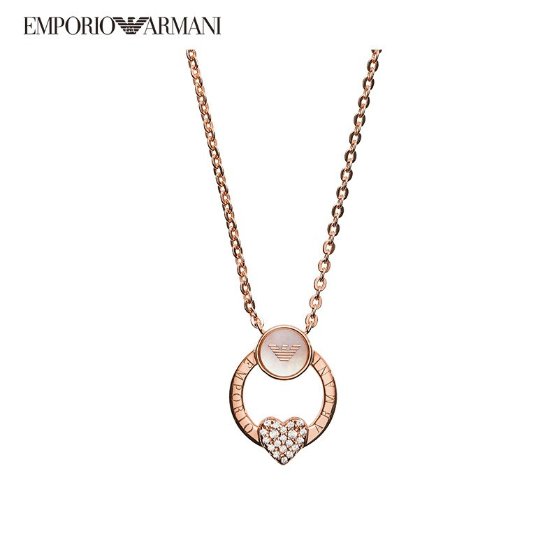 阿玛尼(Emporio Armani)项链时尚玫瑰金轻奢女士项链银质饰品送女友礼物